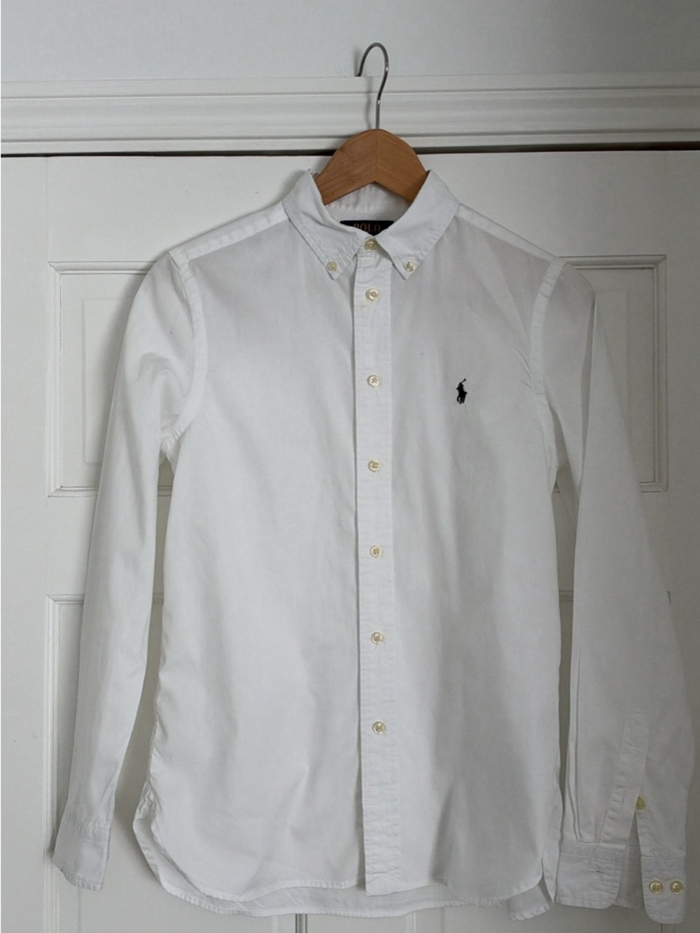 Ralph Lauren White Button-Down Oxford Shirt with Navy Pony